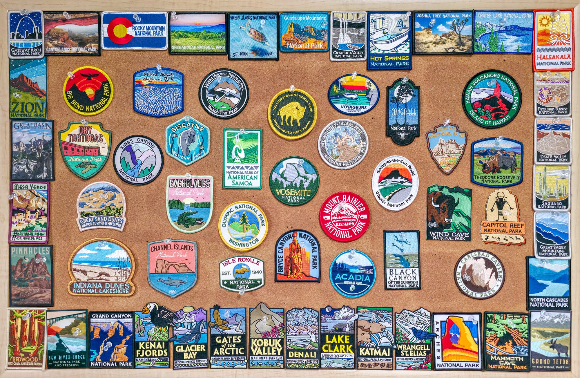 Patch collection from all 63 U.S. National Parks