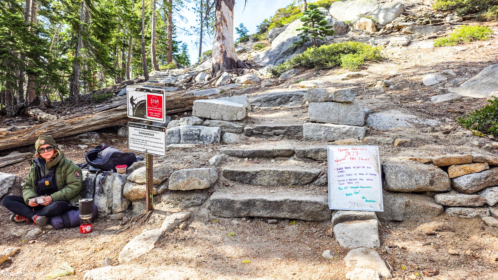 NPS Ranger checking permits at the base of Sub Dome | Yosemite Life