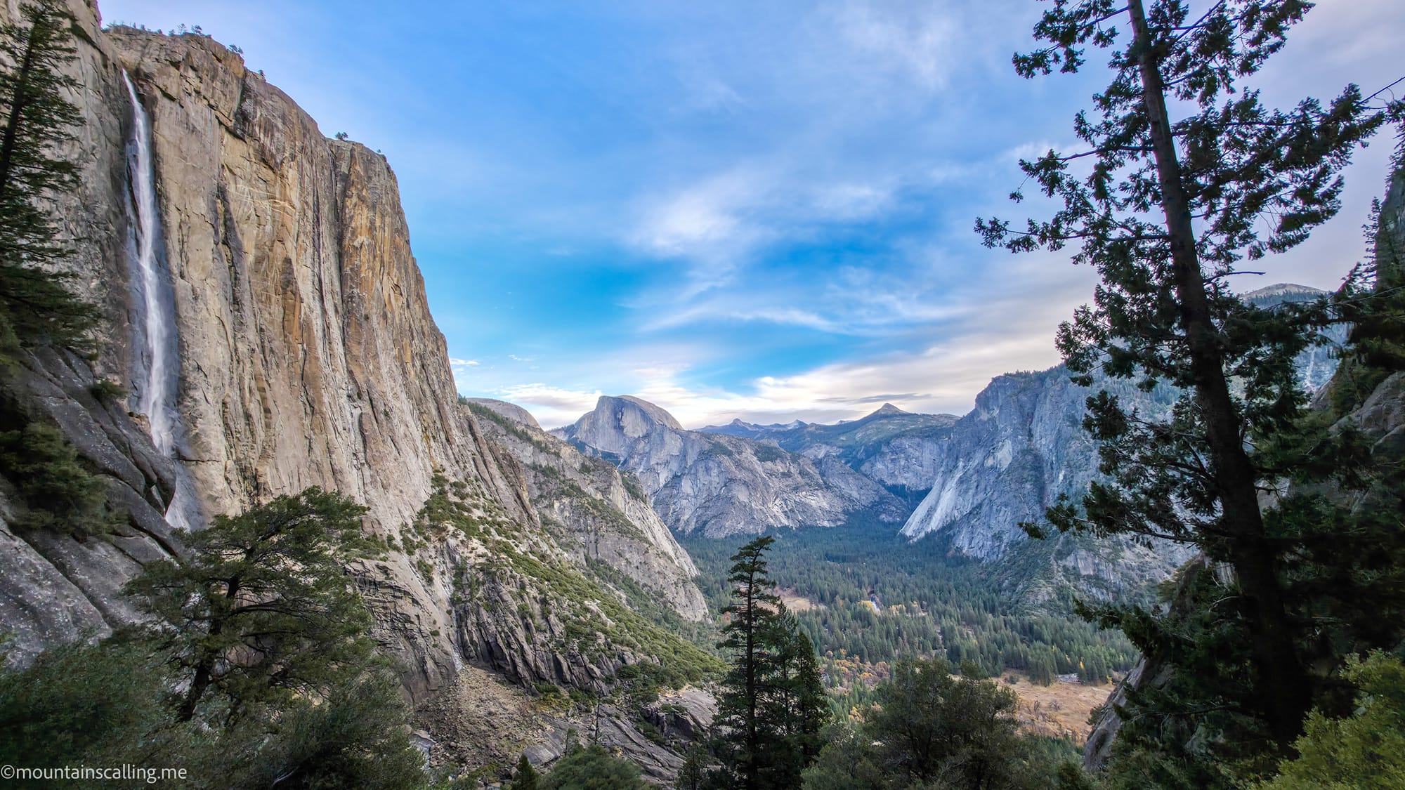 Upper Yosemite Falls and Half Dome viewed from Yosemite Falls Trail | Yosemite Life | Yosemite.Life